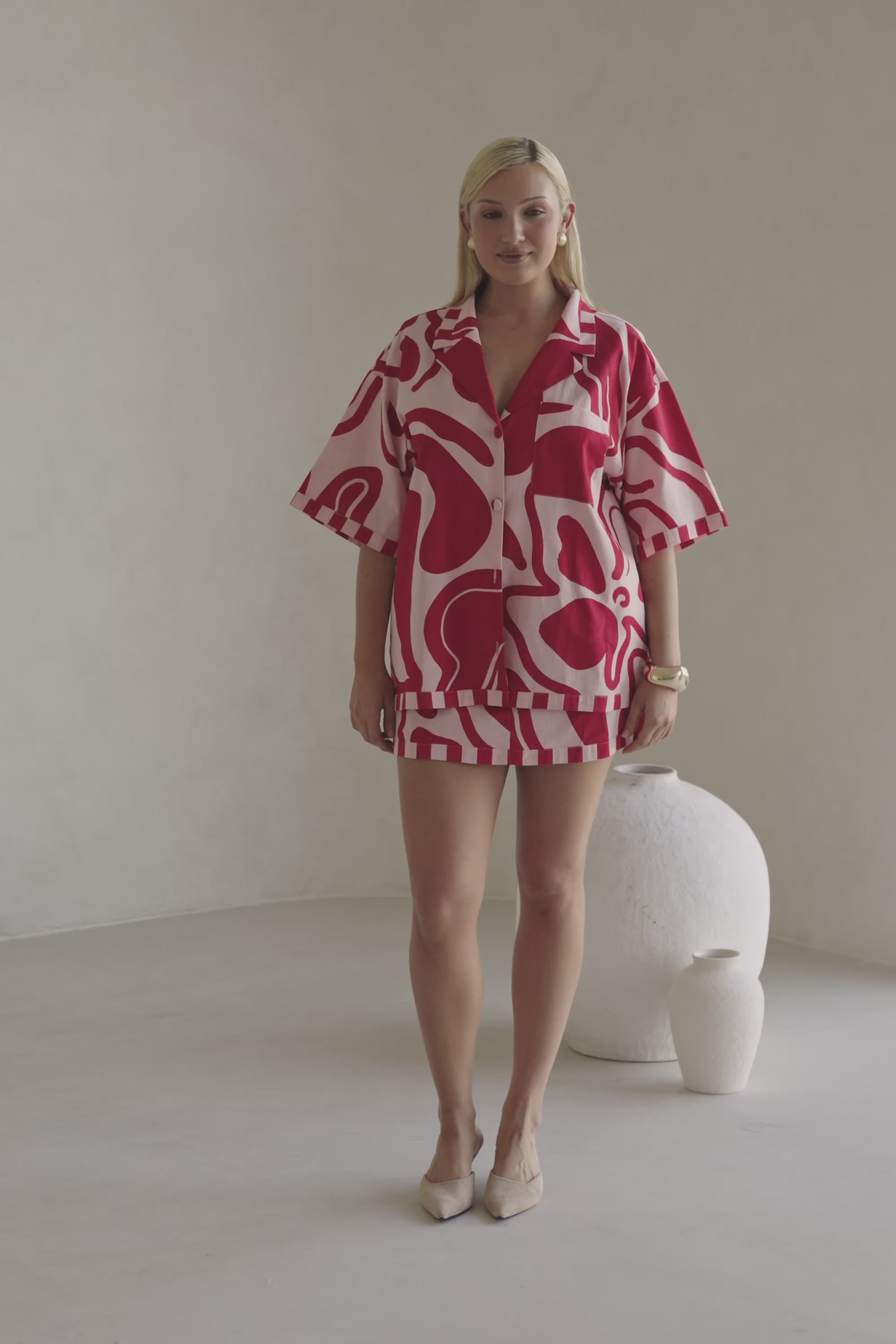 Red and Pink Darling Floral Print A Line Delphia Skirt