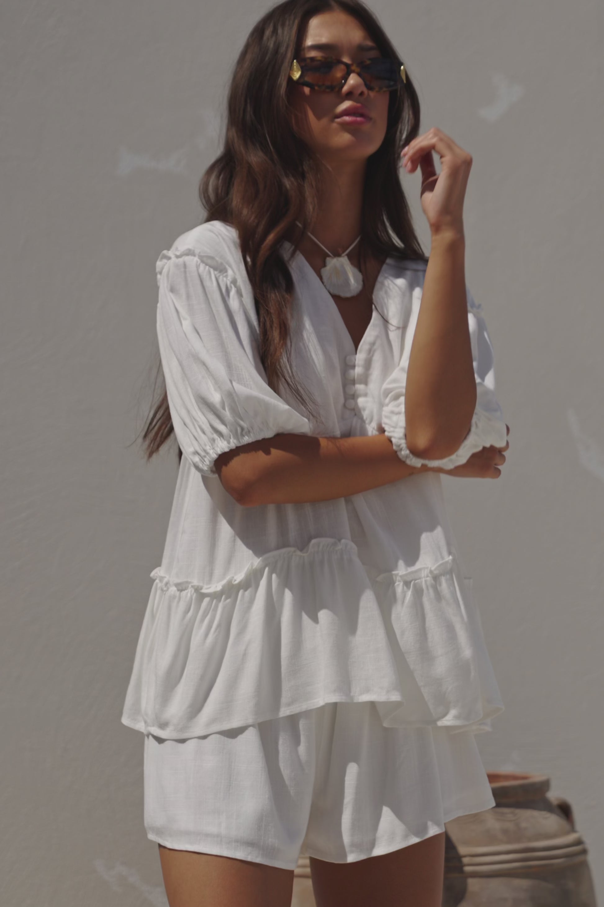 White High Waist Elastic Drawstring Lyon Shorts