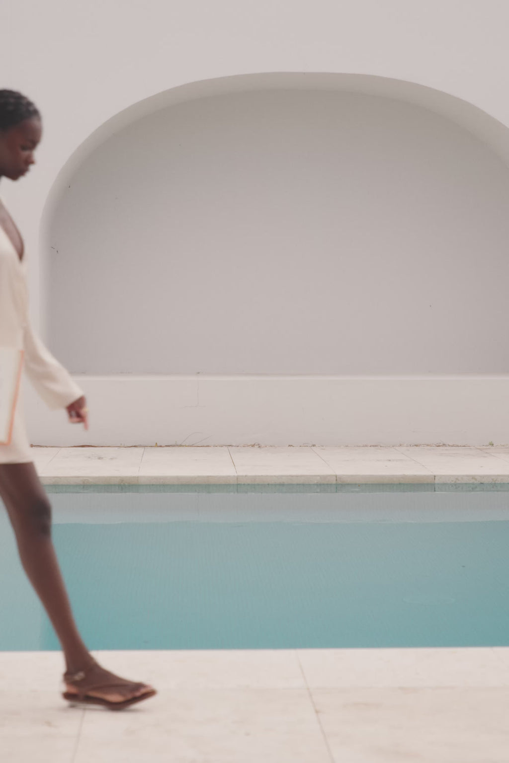 Beige Long Sleeve Mini Wrap Asoka Dress