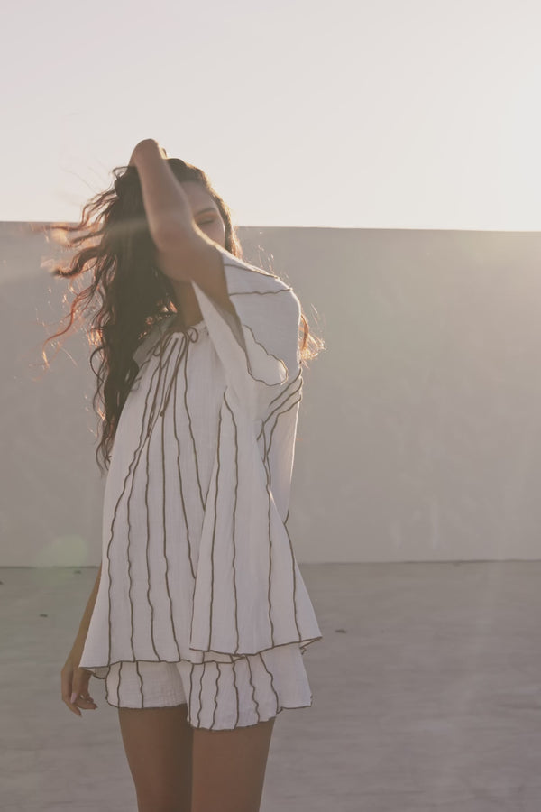 White Elastic Drawstring Frill Ciri Shorts