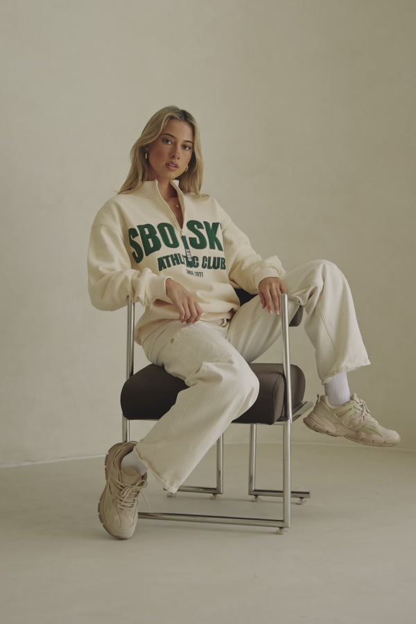 Green and Cream Fleece Oversized Vintage Kilkenny Sweater