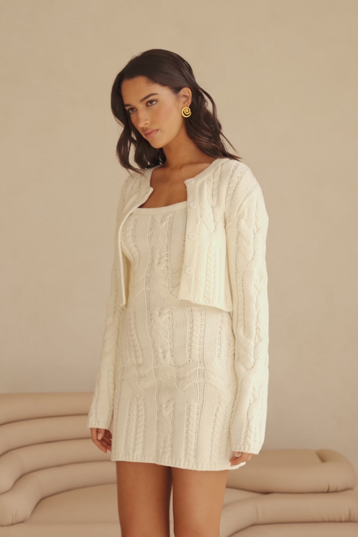 Paquita Mini Knit Dress - White – SABO