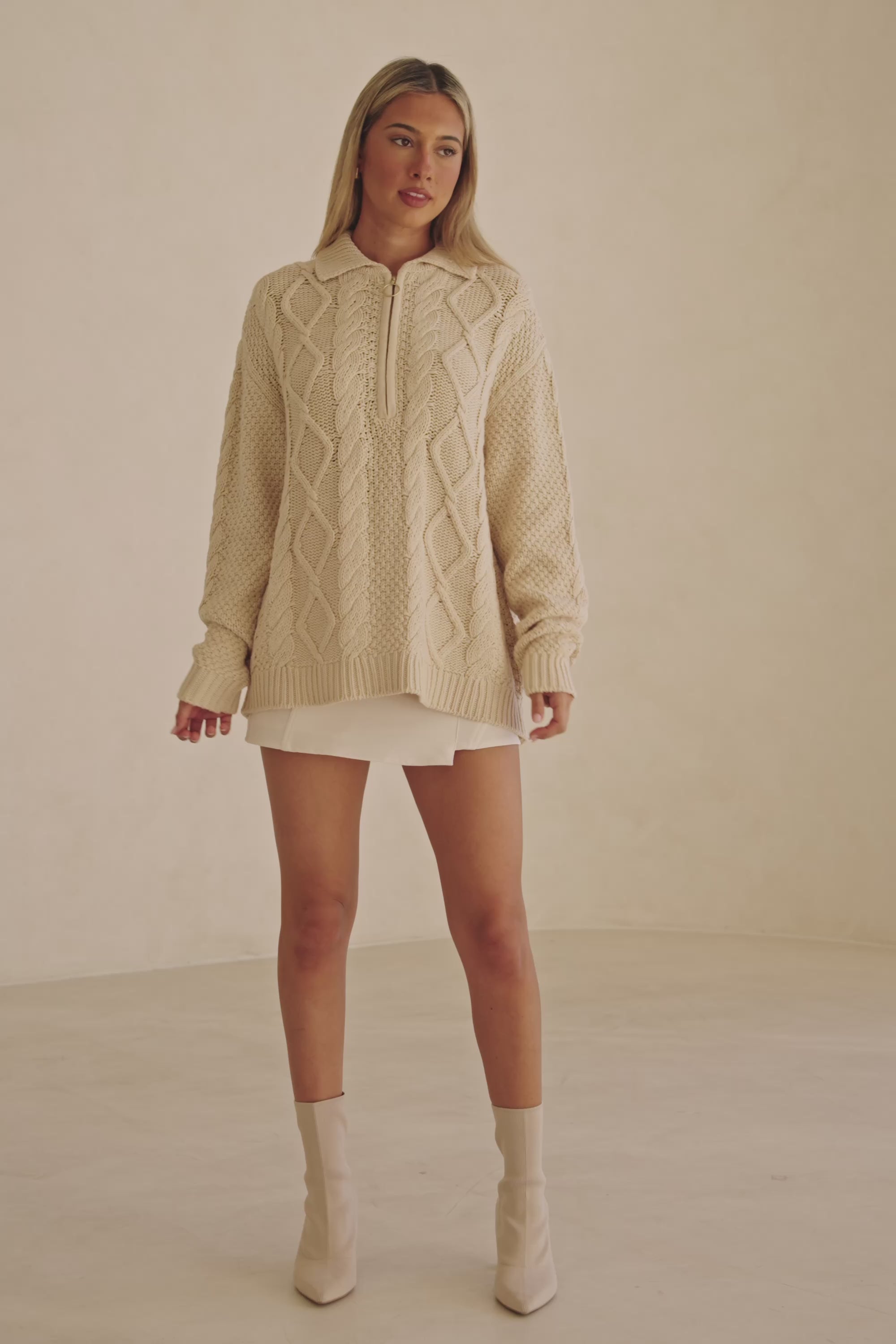 Cream Knit Long Sleeve Karla Top – SABO