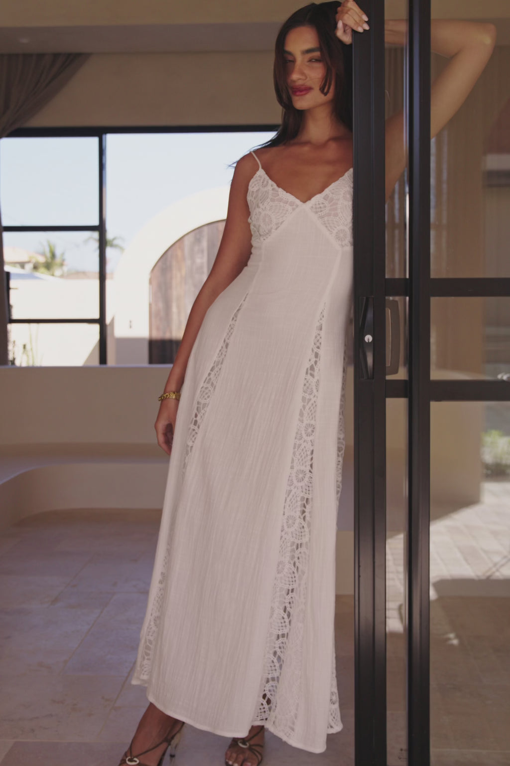 White Lace A-Line Maxi Skye Dress