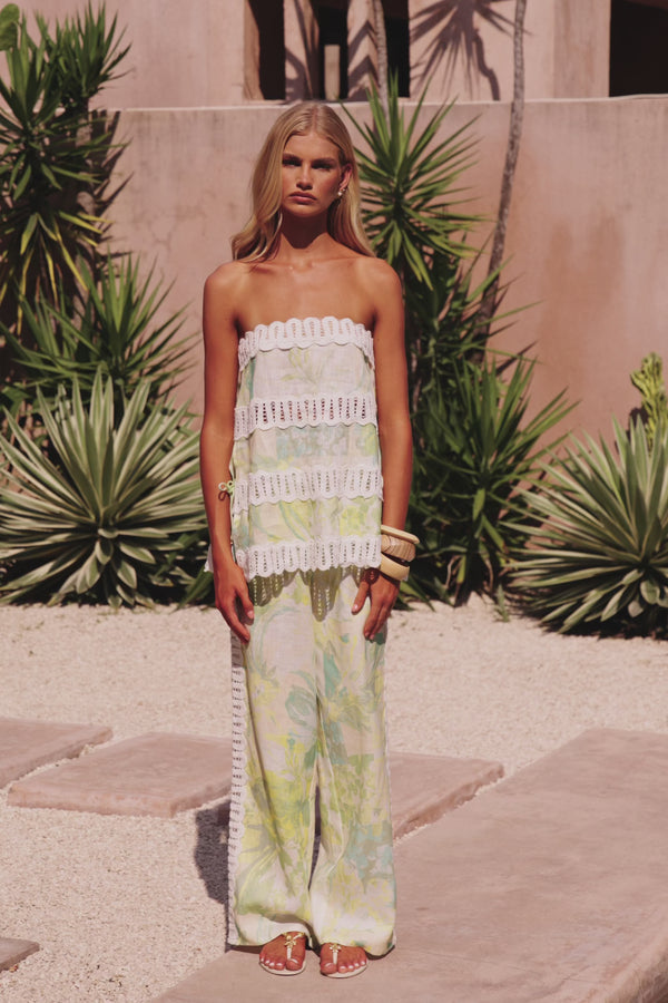 Green Fiore Festivio Print Strapless Orion Top