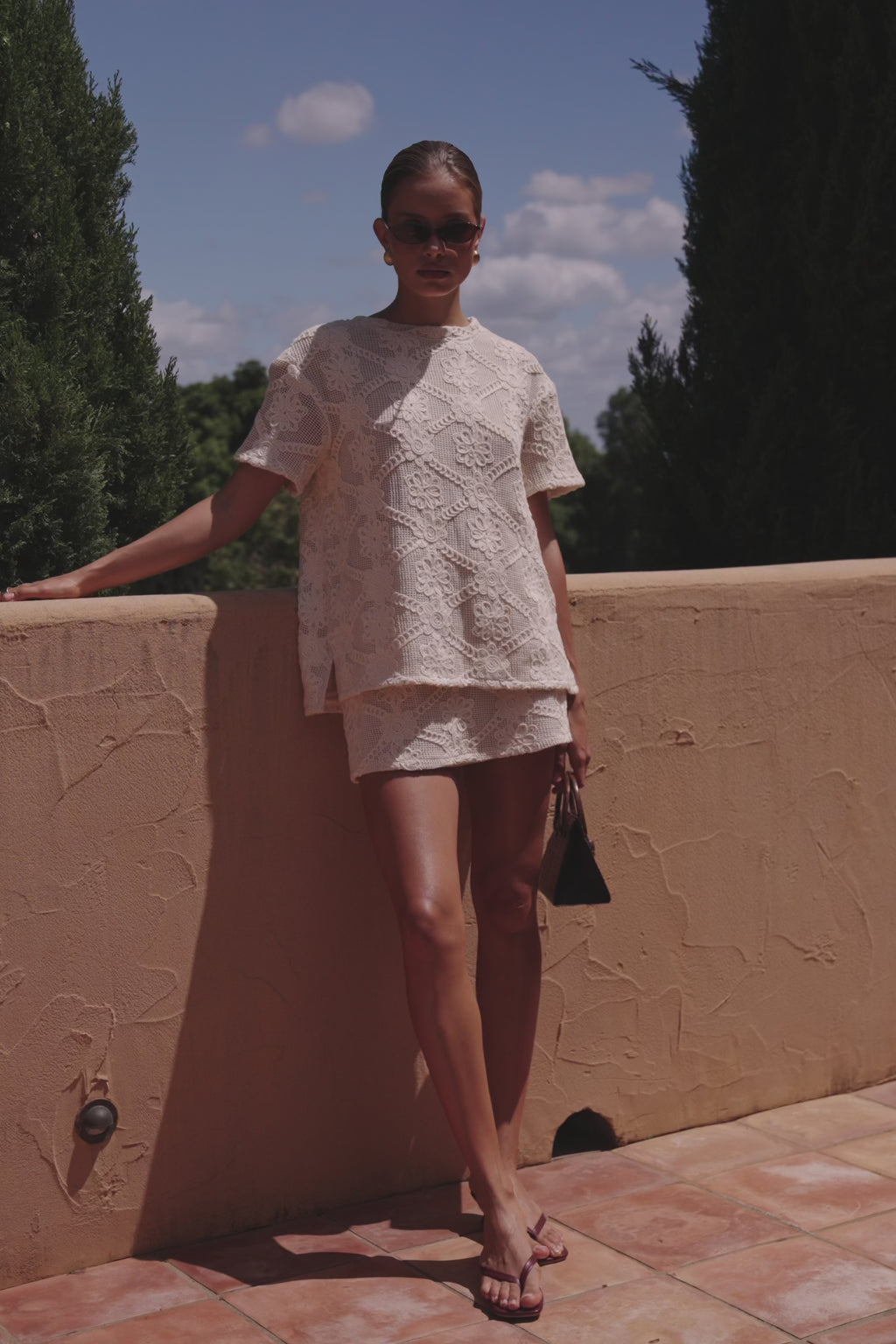 Beige Crochet Lace Rosiah T Shirt Top