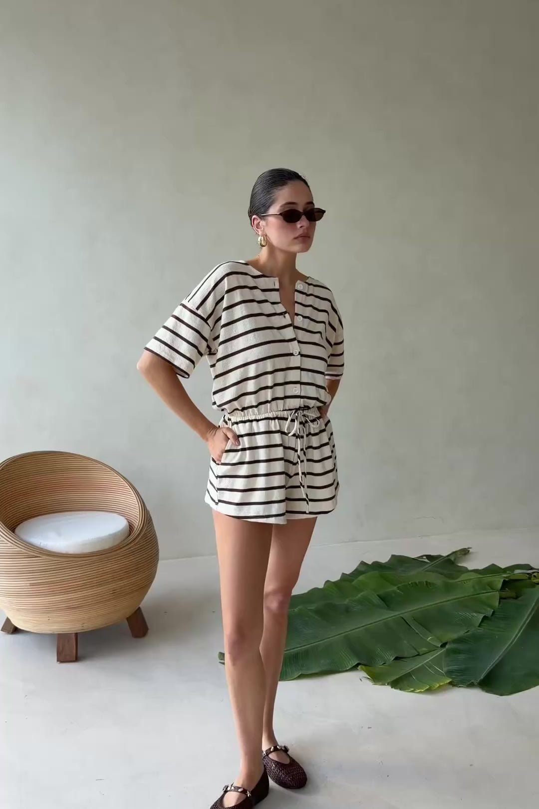 Juniper Playsuit - Brown Stripe