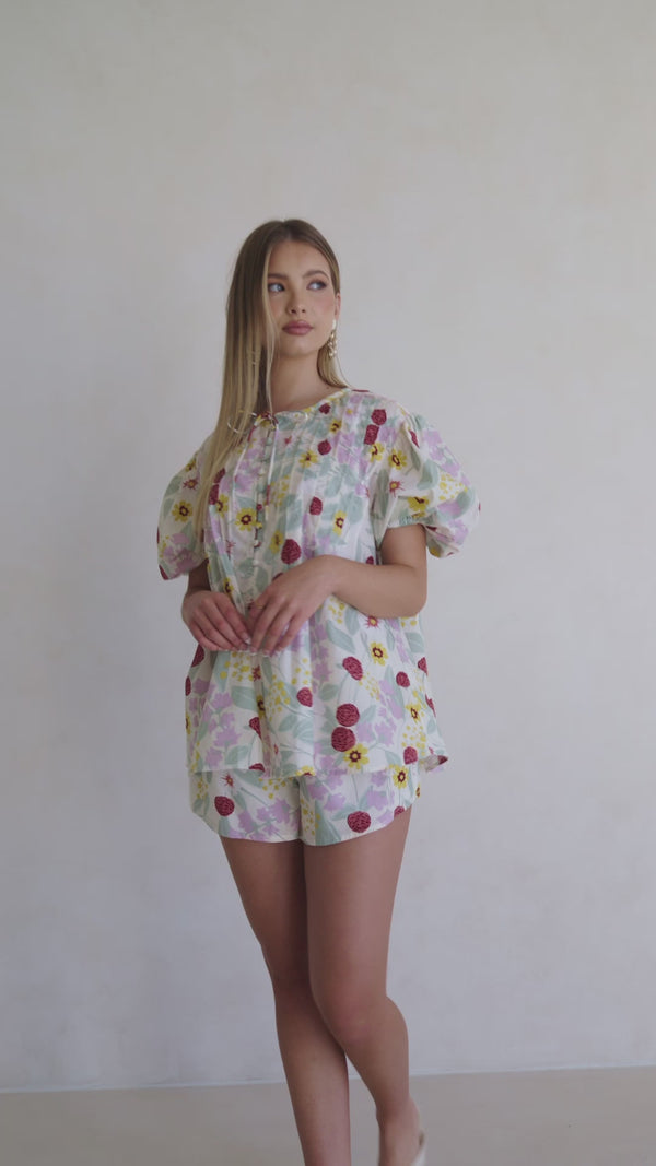 Leta Top - Royal Floral