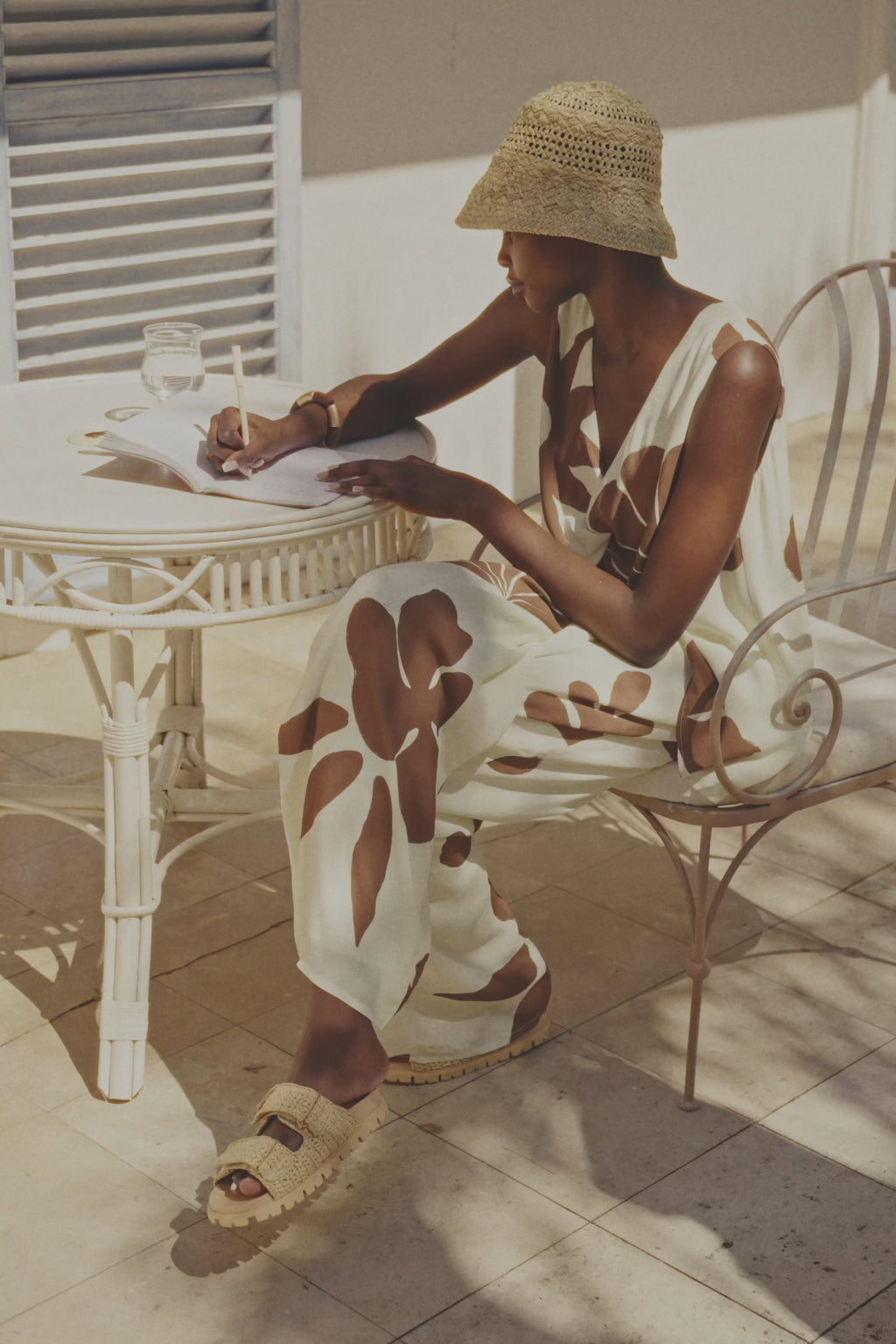 Zana Tie Pants - Galene Print, Brown, Cream