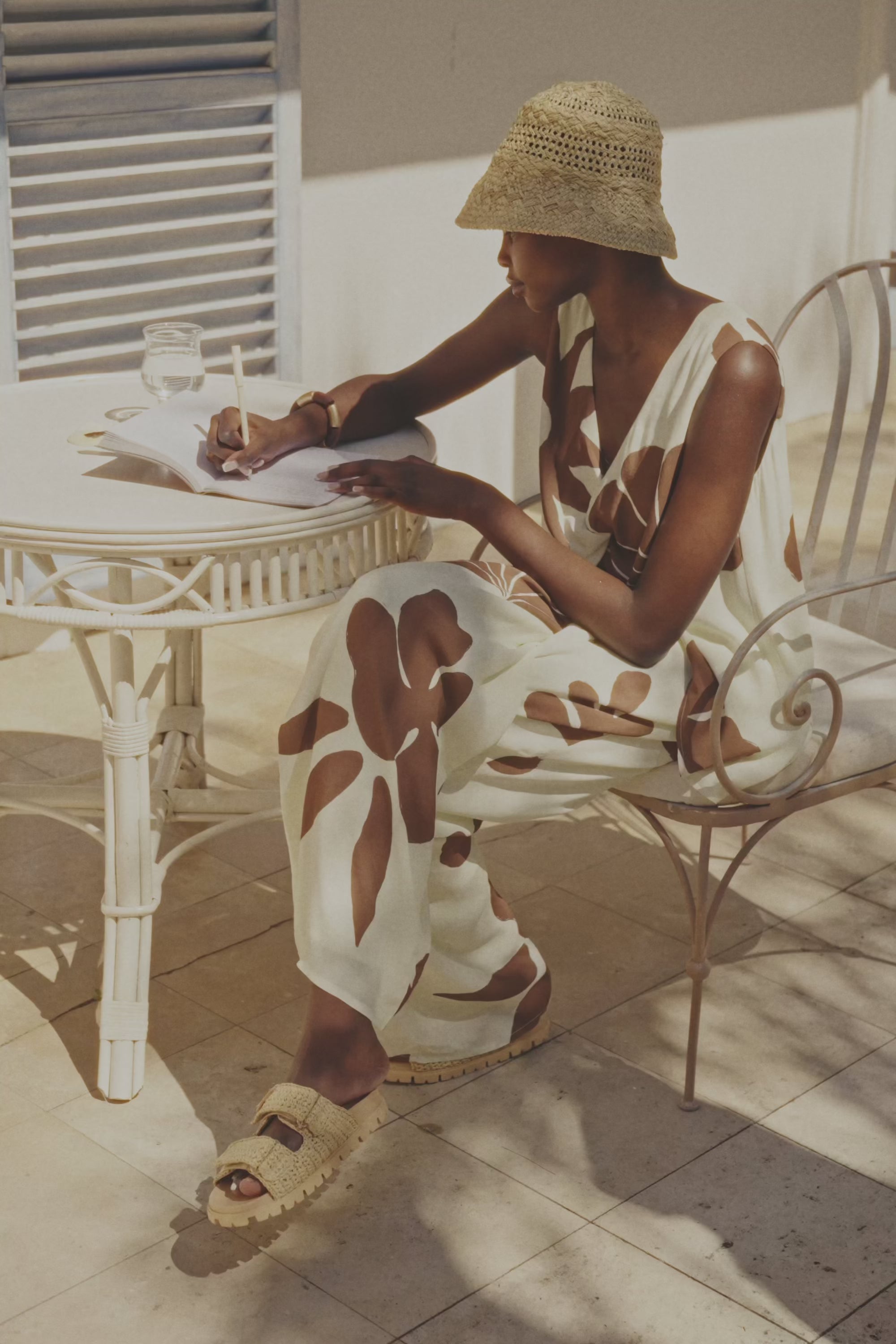 Zana Tie Pants - Galene Print, Brown, Cream