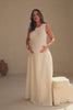Cream Ribbed Round Neck Flowy Maxi Bryce Dress