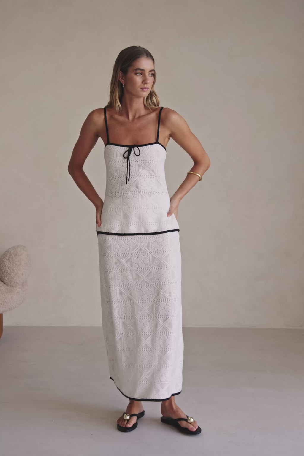 White Crochet High Waist A Line Maxi Aluna Skirt