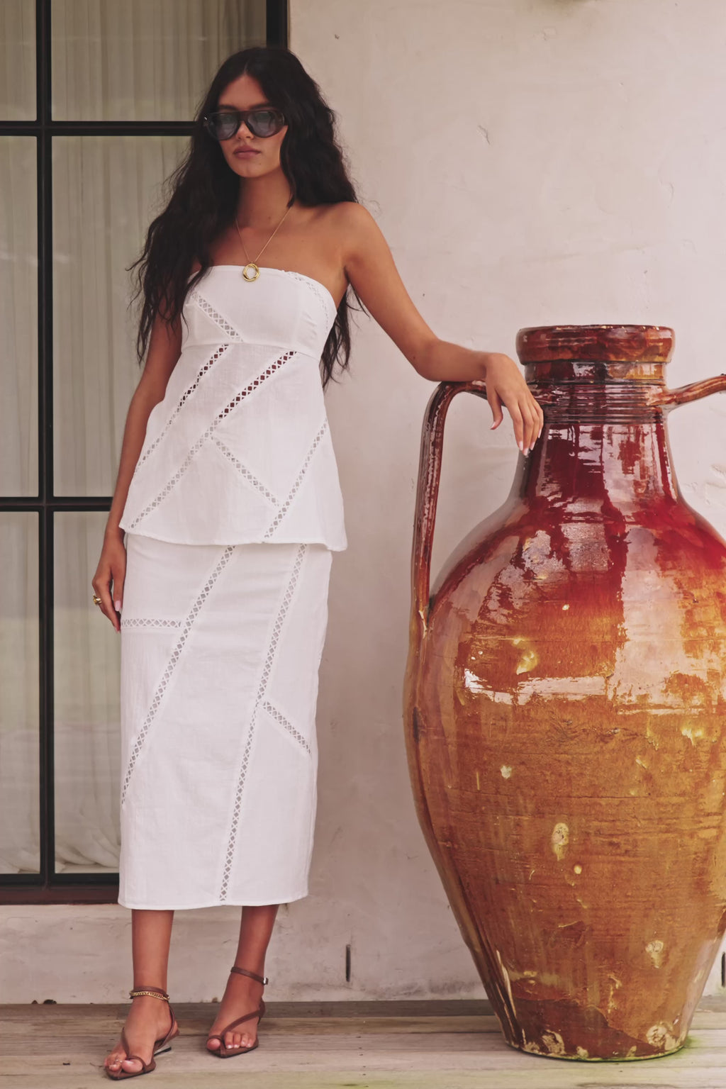 Bridal White Ladder Panel Midi A Line Empire Skirt