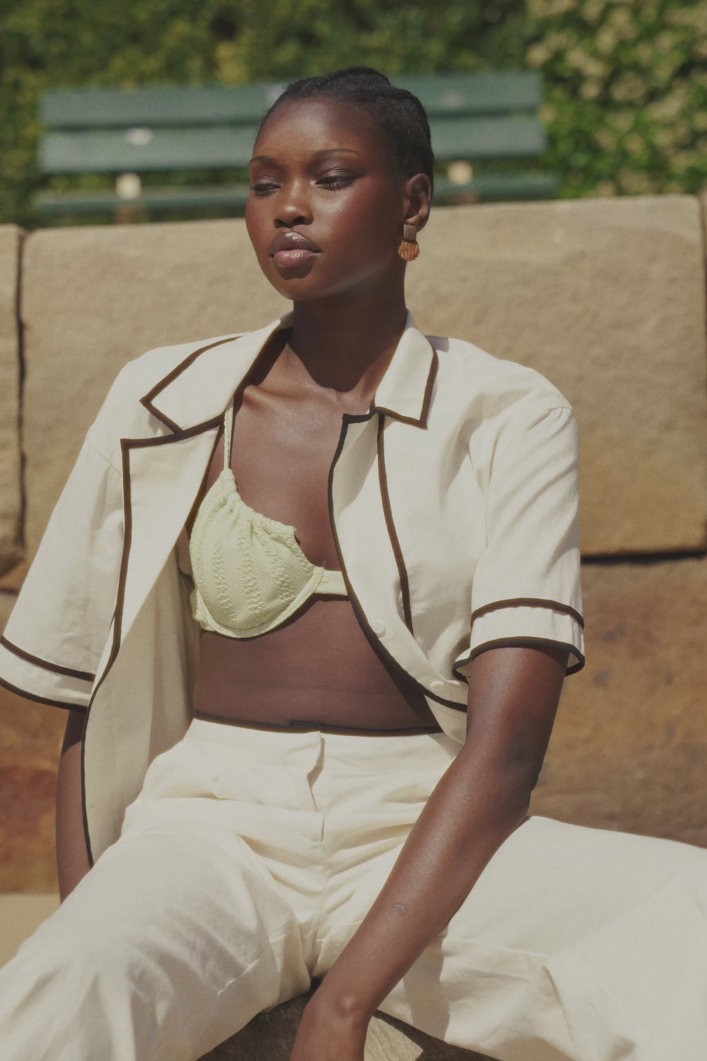 Lively Short Sleeve Tie Top - Cream, Black