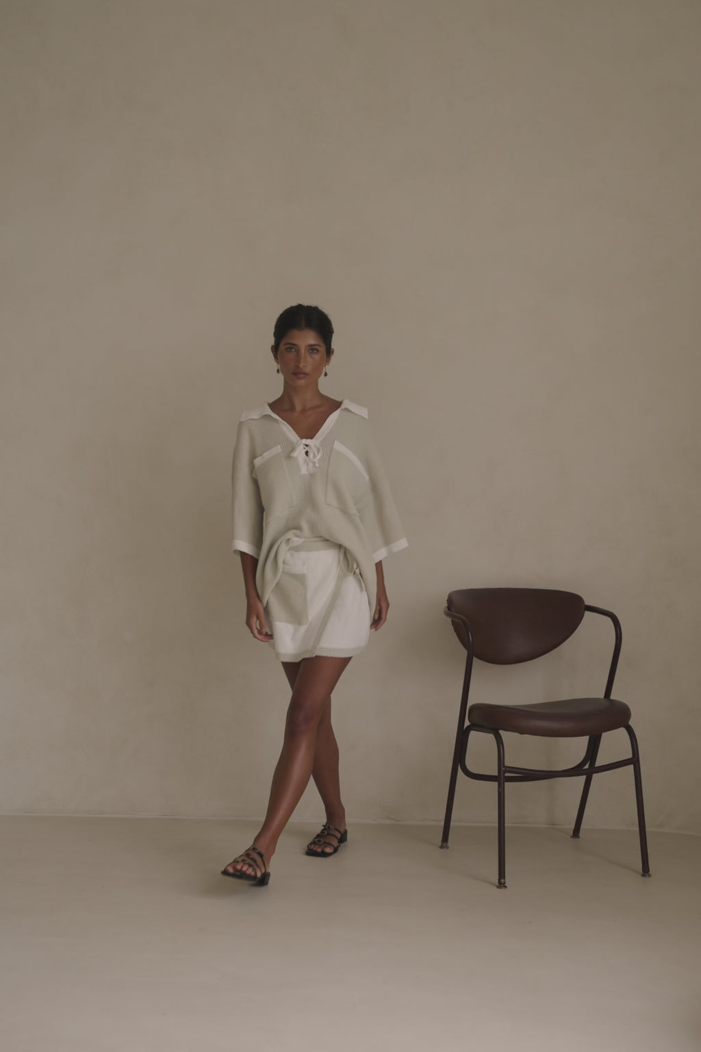 Beige Wrap Elastic Mini Jess Skirt