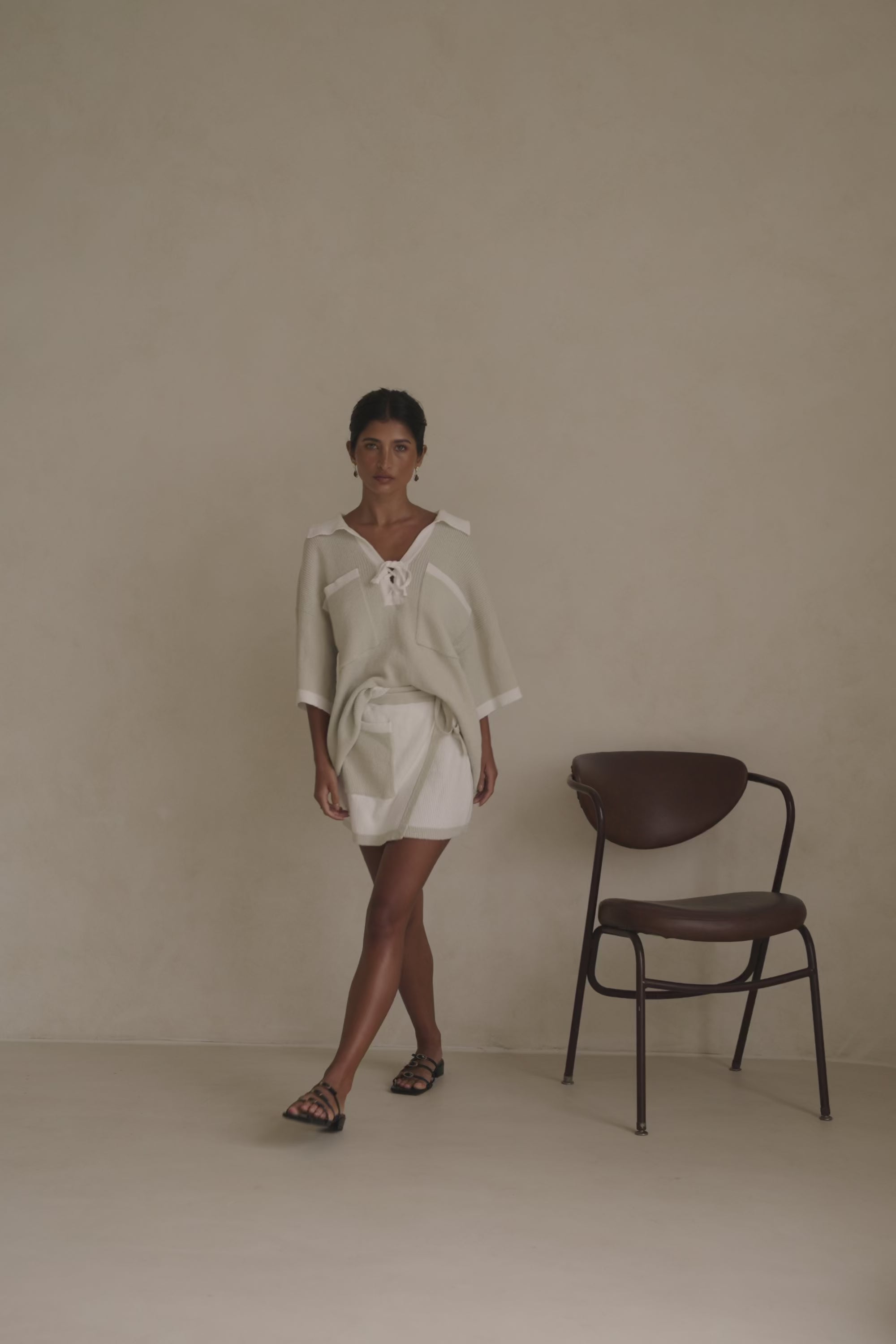 Beige Wrap Elastic Mini Jess Skirt