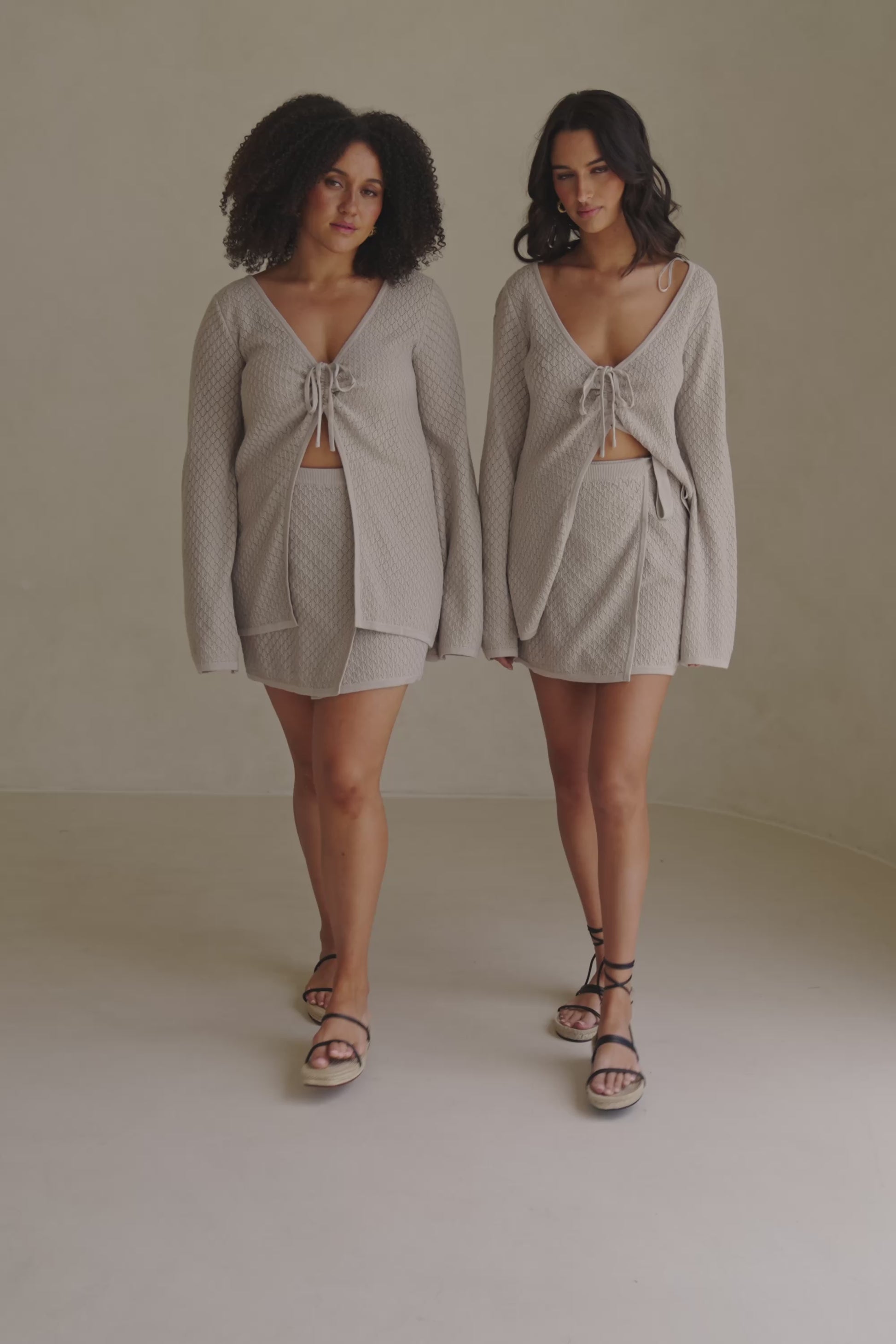 Grey Knit High Wast Wrap Mini Baylie Skirt