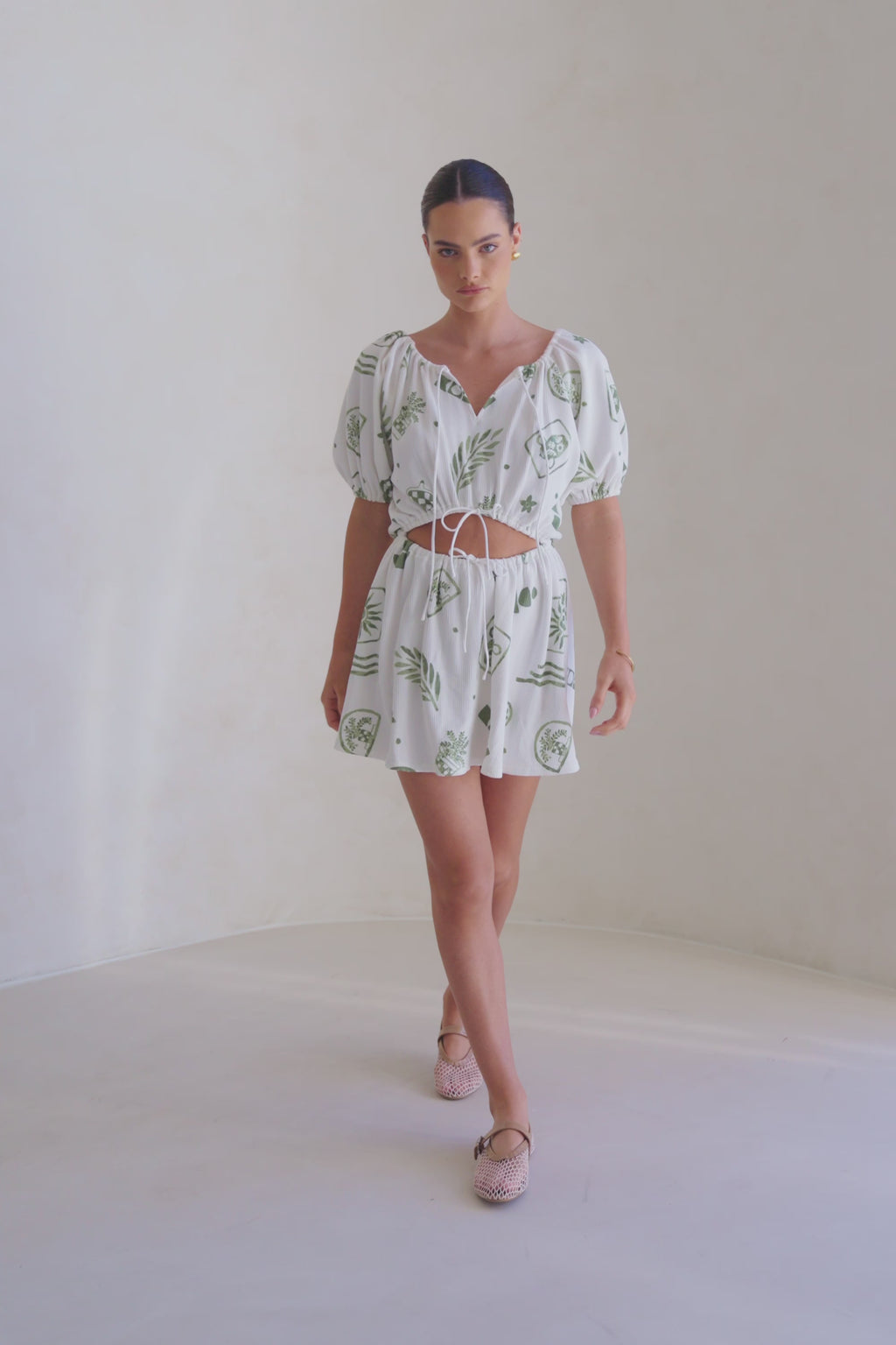 Milo Cutout Mini Dress - Relic White Green