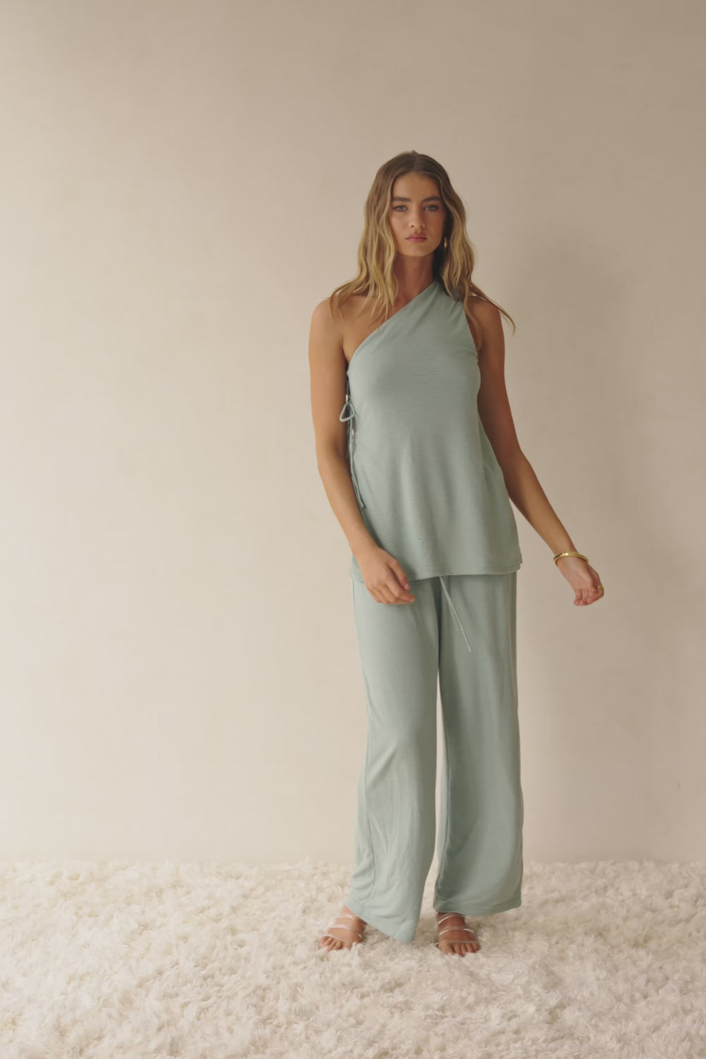 Sage Green Elastic Drawstring Zen Pants