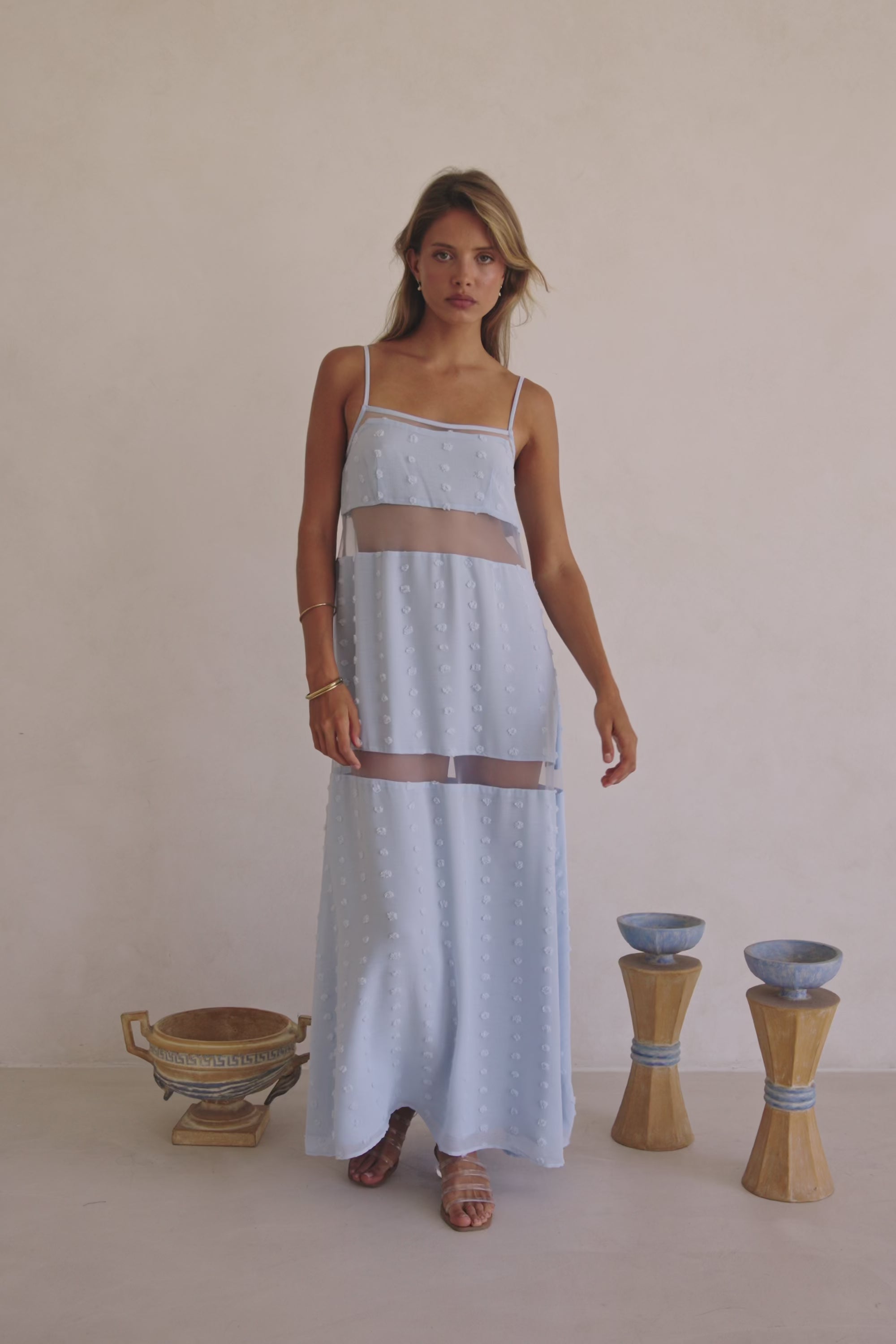 Baby Blue Panel Maxi Tarissa Dress