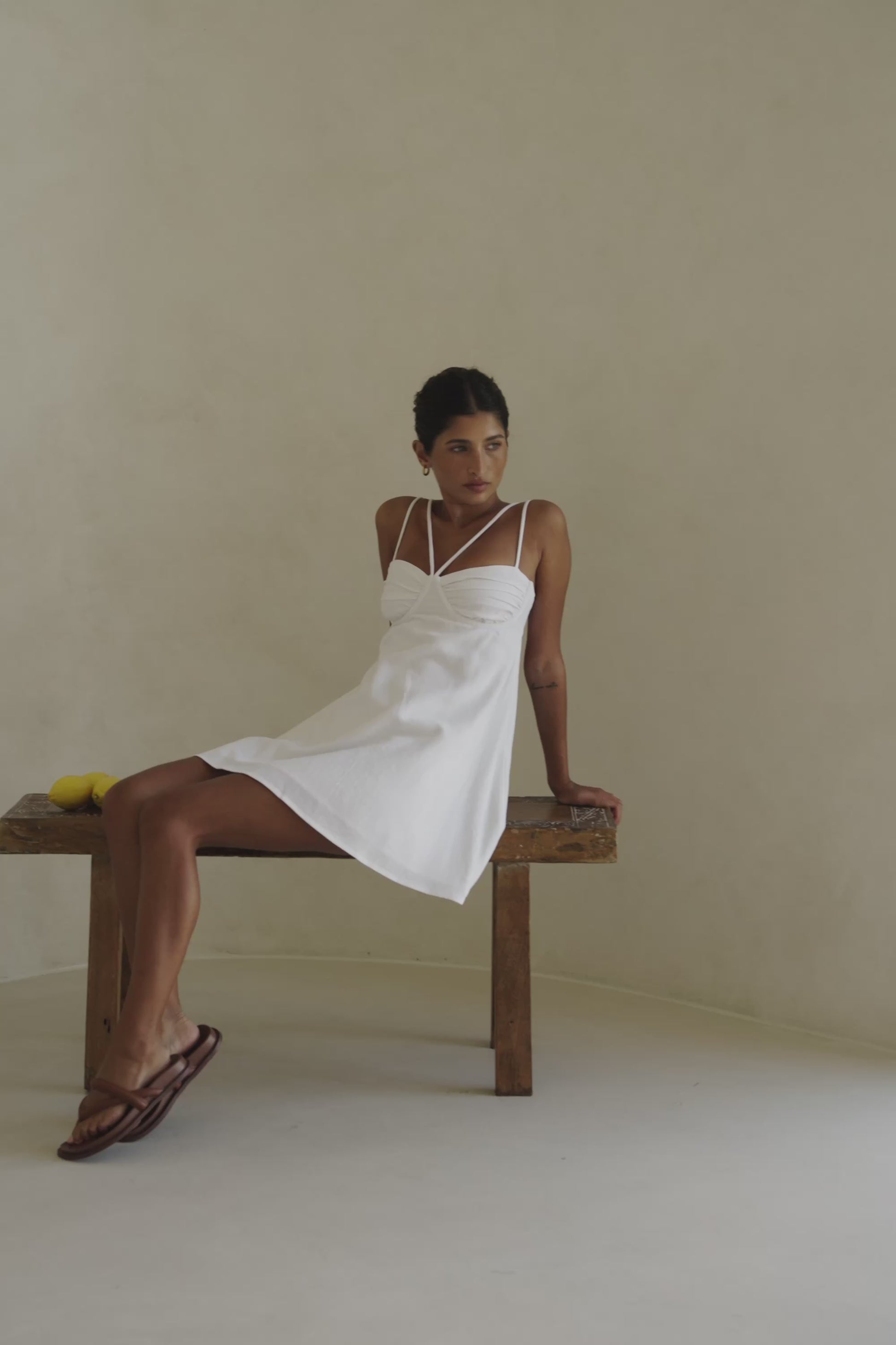 Seville Thin Strap Backless Mini Dress - White