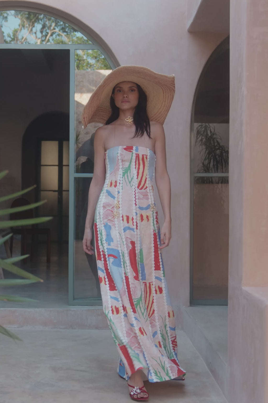 Maddalena Maxi Dress - Red Blue