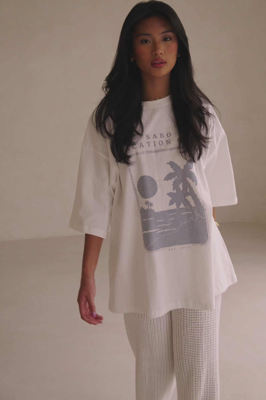 Britta Top - White, Blue