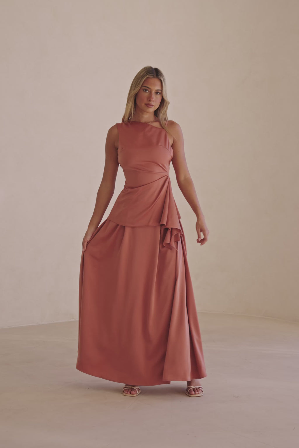 Coral Pleated Maxi Hailey Skirt