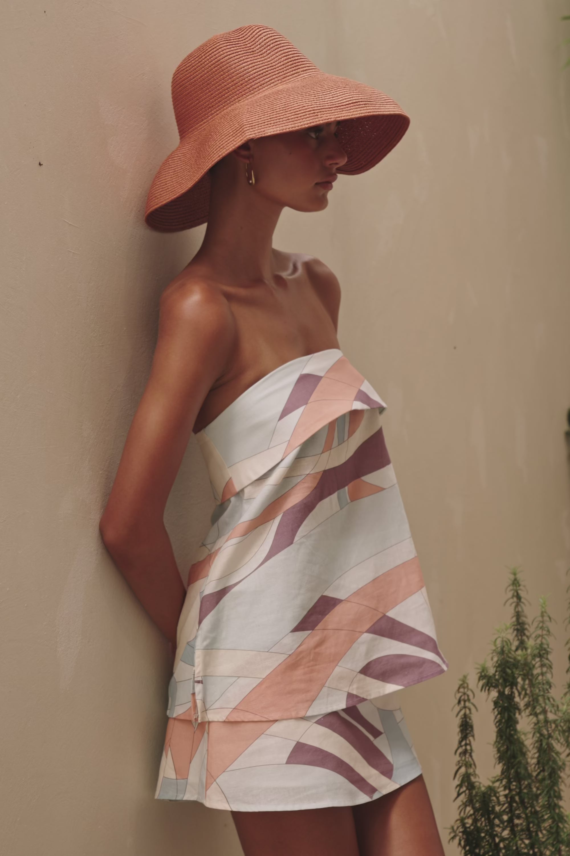 White Halcyon Print Strapless Ria Top