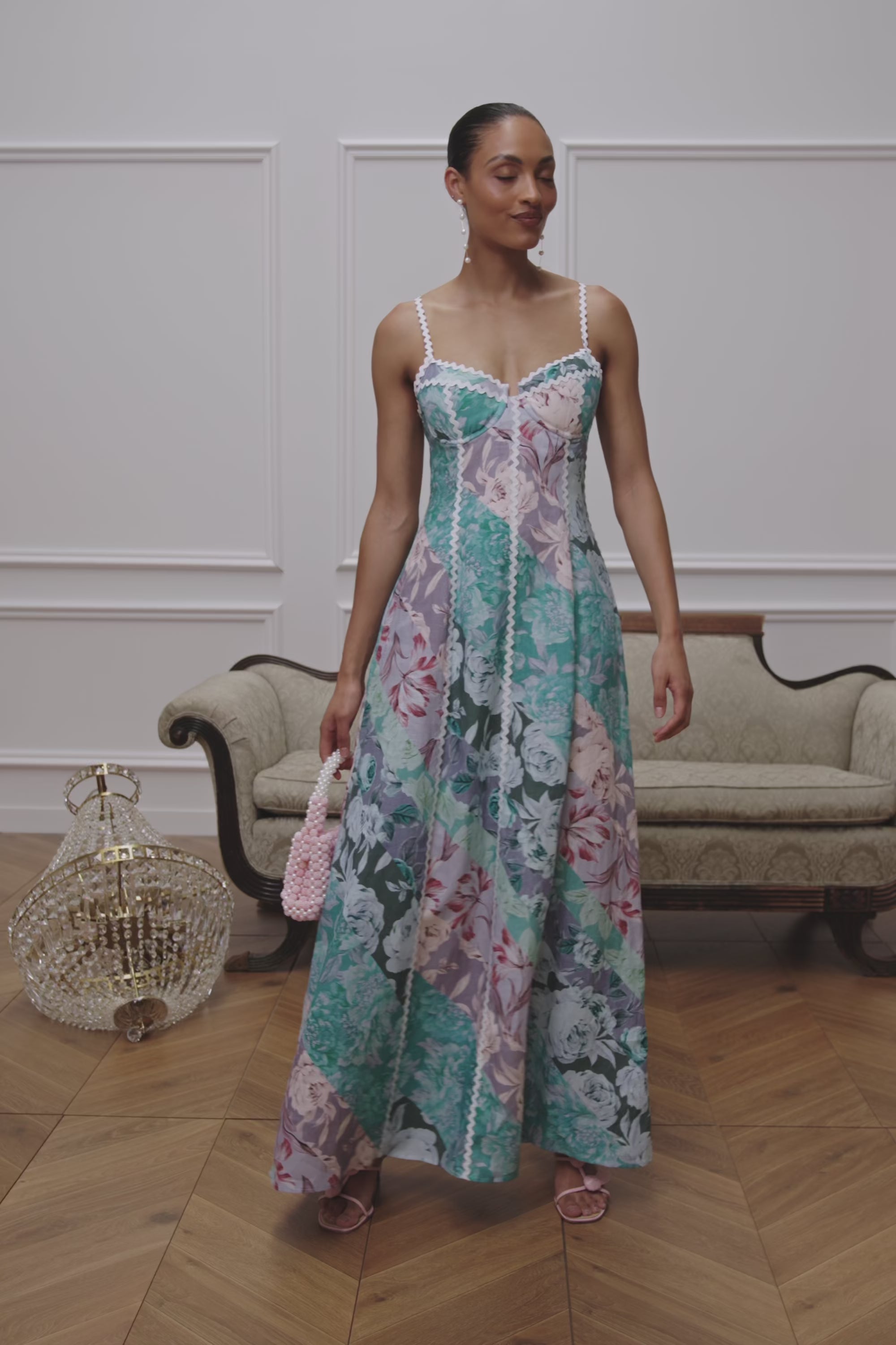 Blue Jardin Raye Sweetheart Maxi Lune Dress – SABO