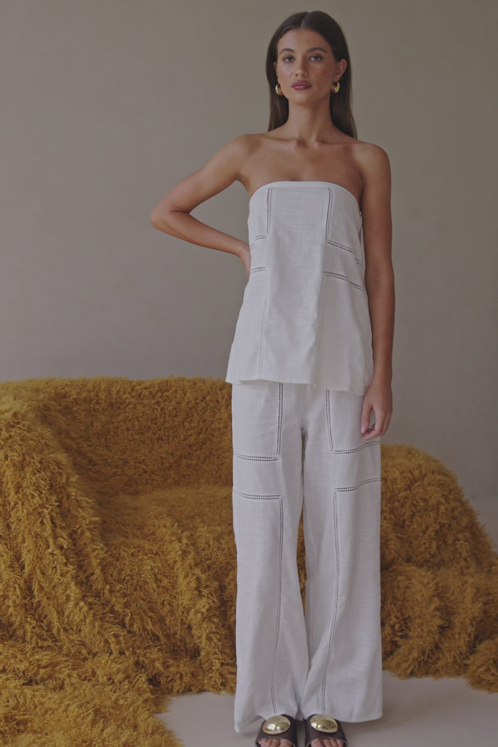 White Cheesecloth Strapless Flouncy Carissa Top