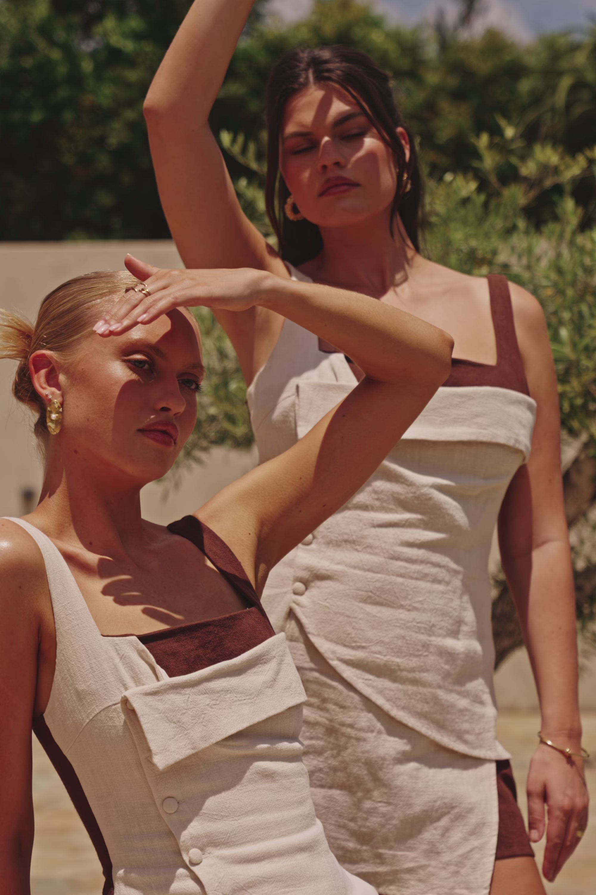 Azari Paneled Mini Dress - Brown, Beige