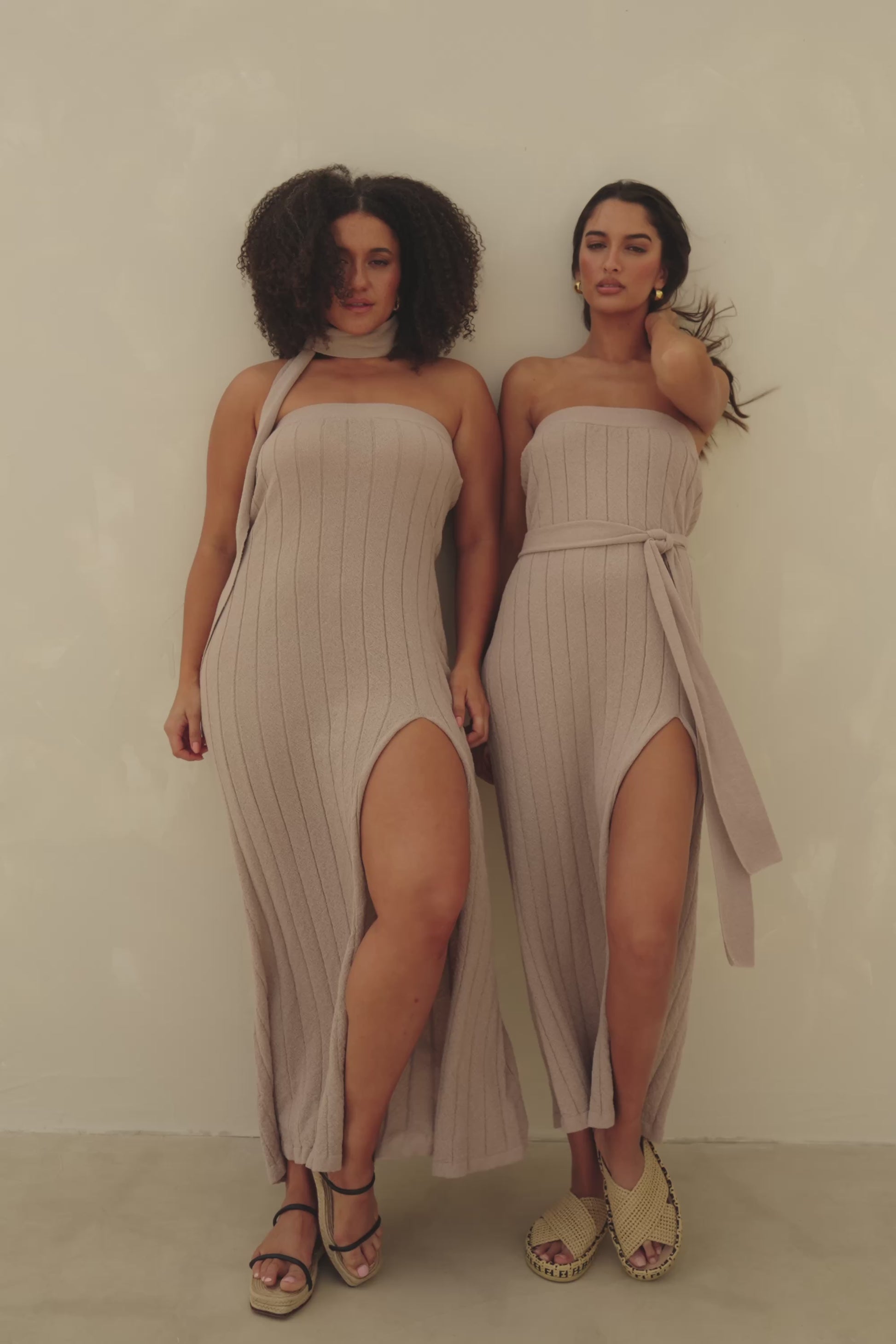 Grey Strapless Split Raveen Dress