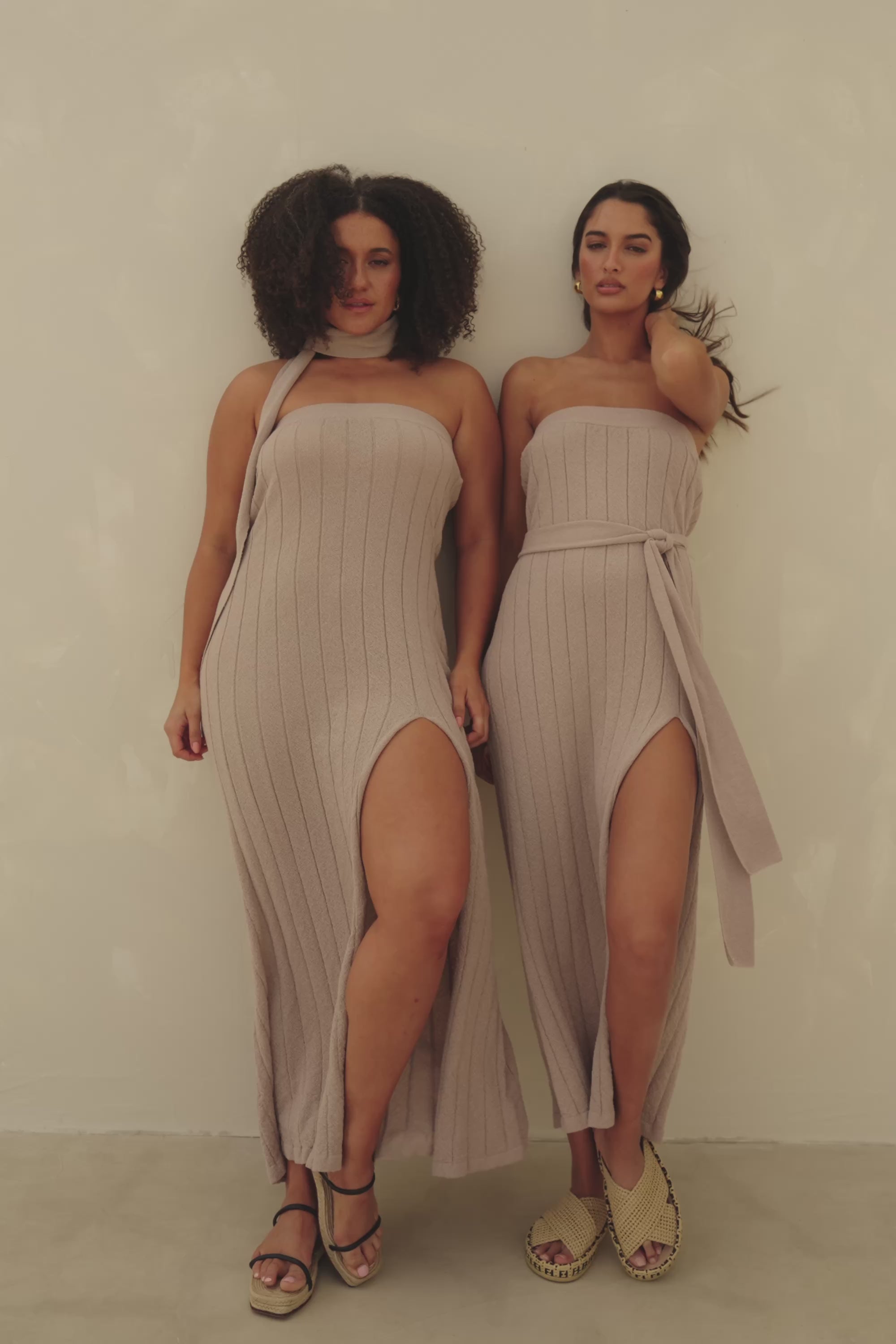 Grey Strapless Split Raveen Dress