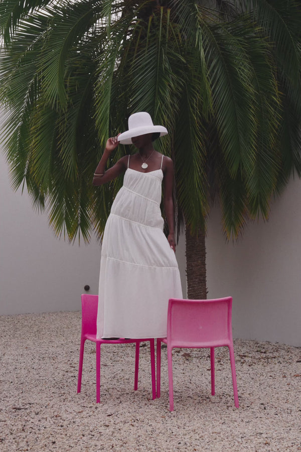 Bridal White Strappy Gathered Maxi Galia Dress