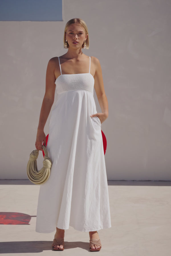 White Strappy Babydoll Maxi Mersy Dress