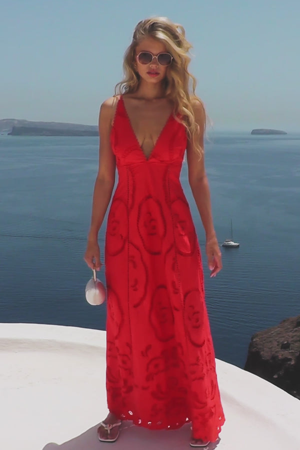 Chalina Backless Maxi Dress - Red
