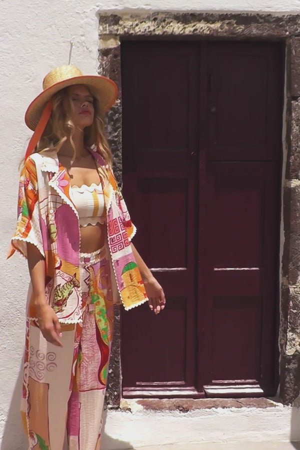 Peach Theotokos Ric Rac Detail Kelia Crop Top