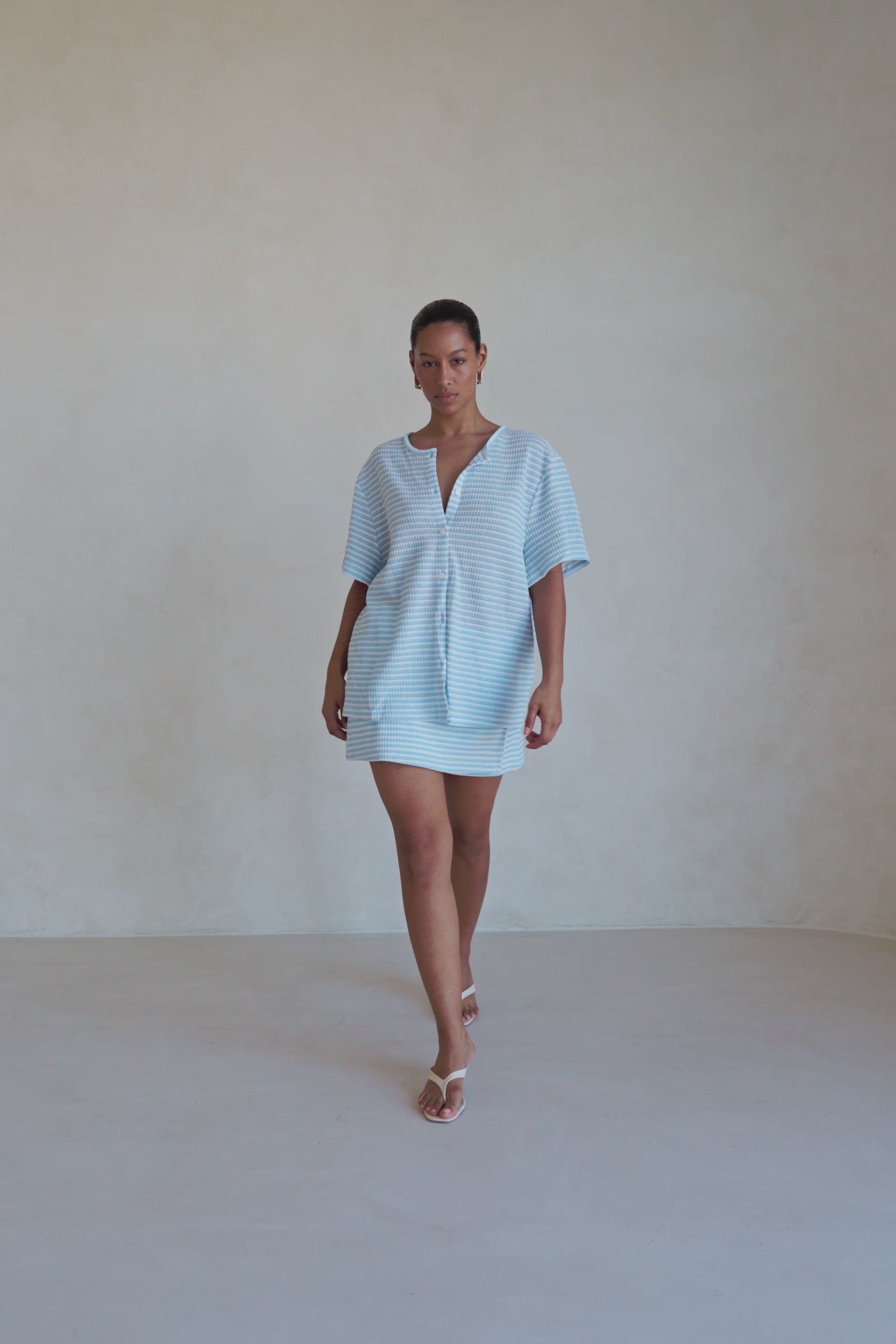 Cassie Wrap Mini Skirt - Blue White