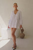 White 3/4 Sleeve Ruched Mini Ava Dress