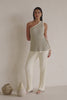 Stone Grey Ribbed Cotton One Shoulder Aylani Top