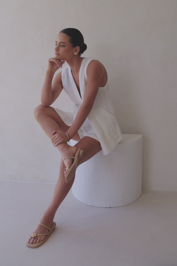 White High Waist Tie Zoriah Shorts