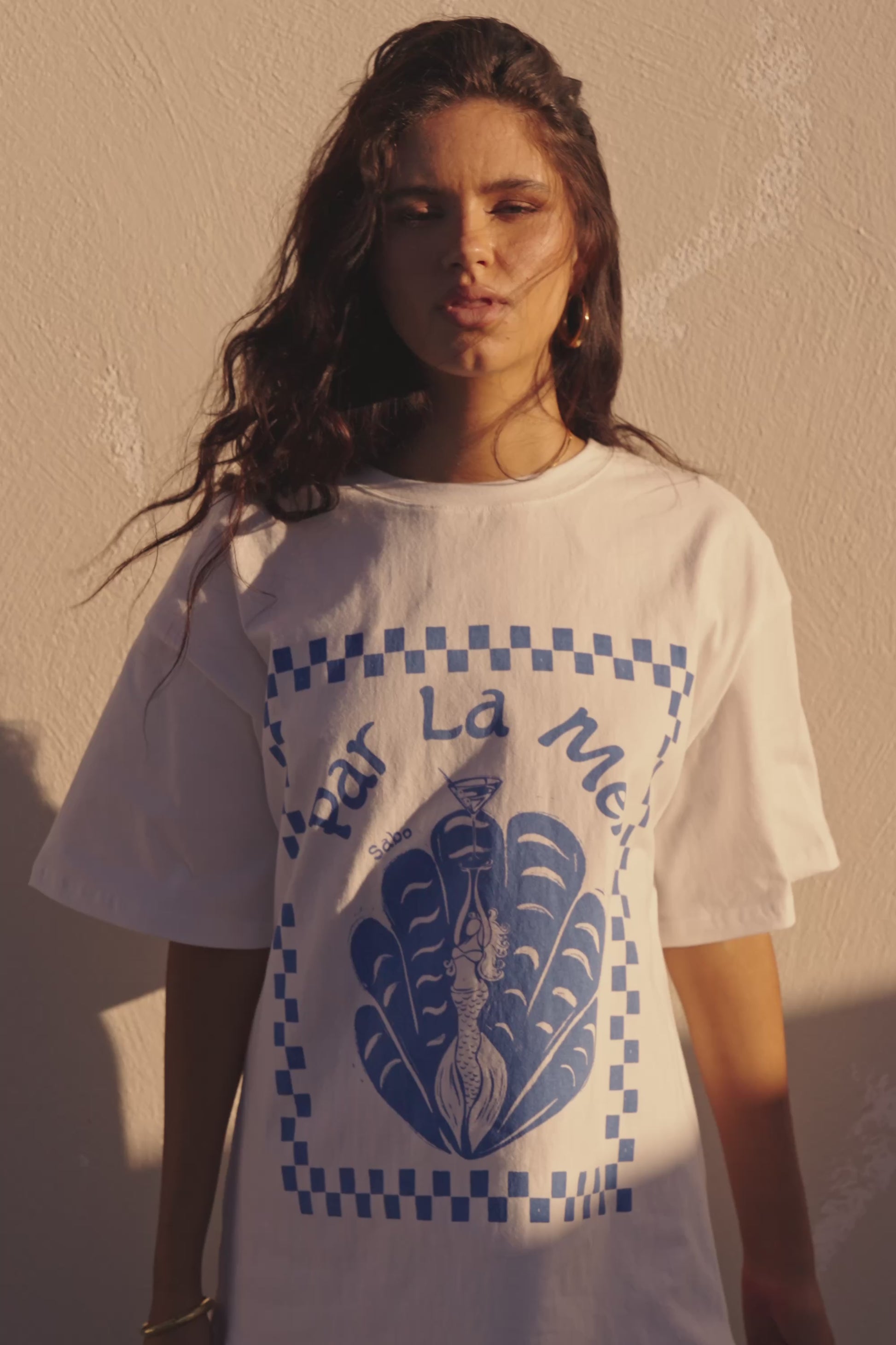 Blue Graphic Tee Relaxed Par La Mer Top