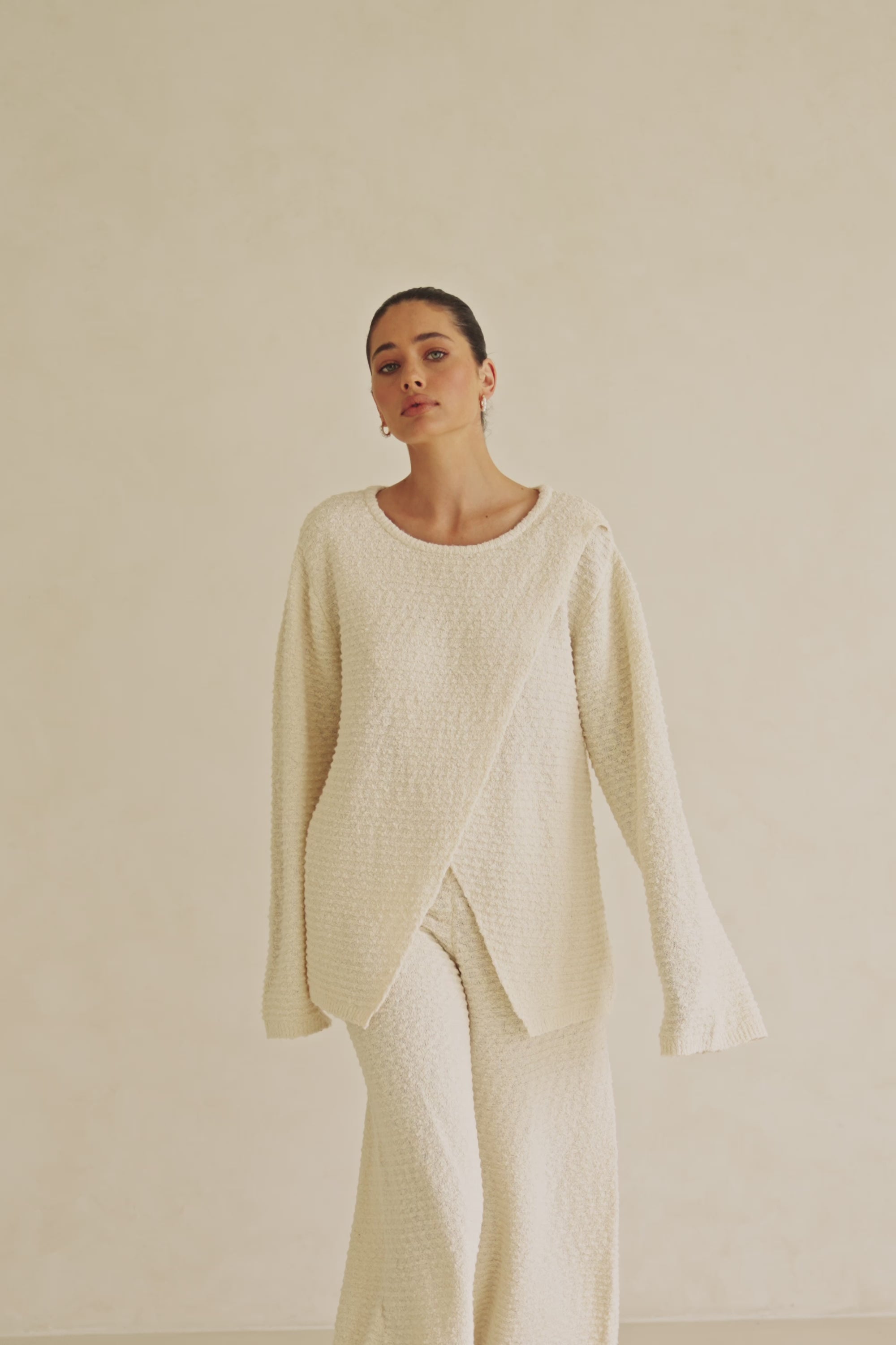 Beige Knit Long Sleeve Mara Top