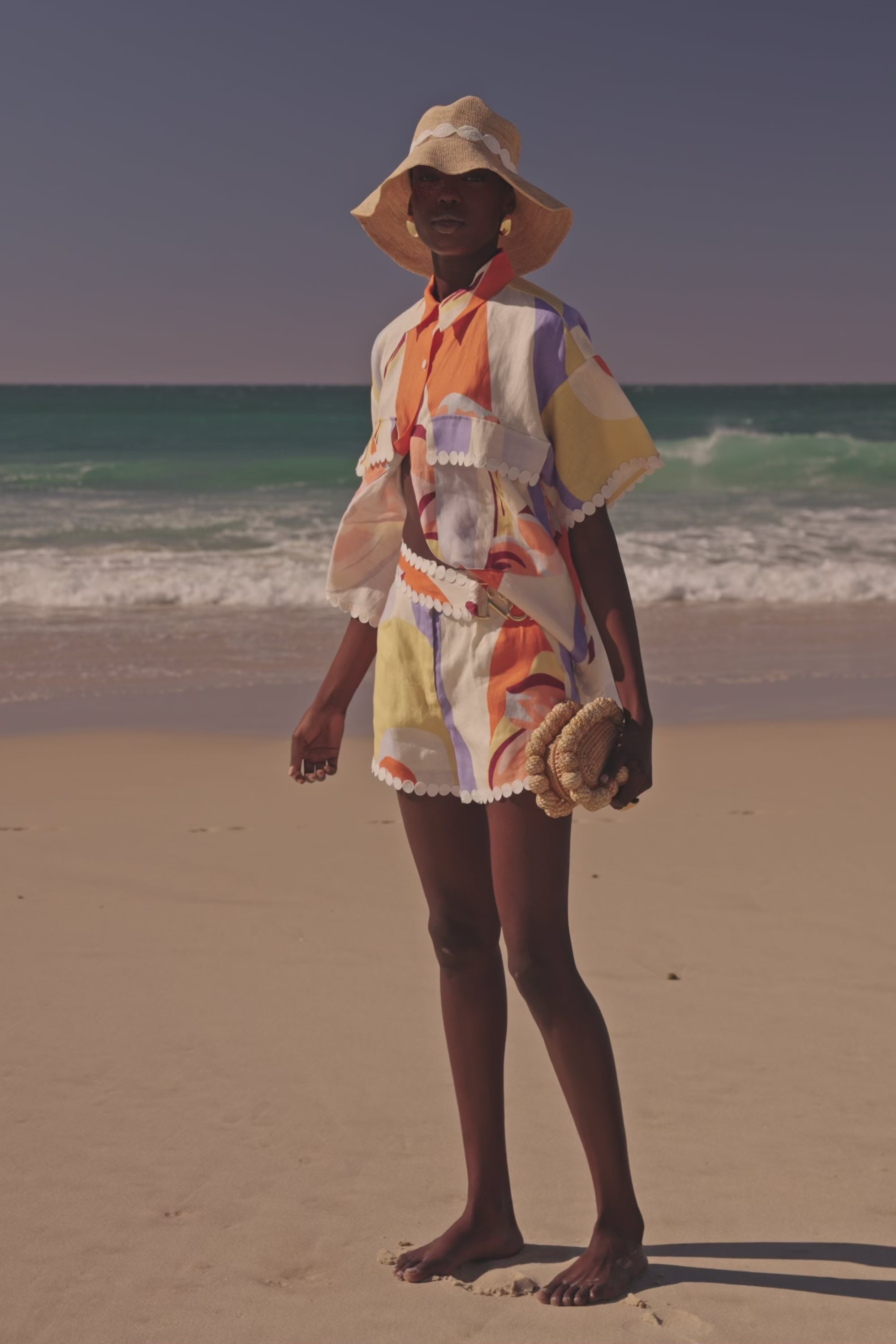 Orange Estivo Dusk Print Button Up Francesca Shirt
