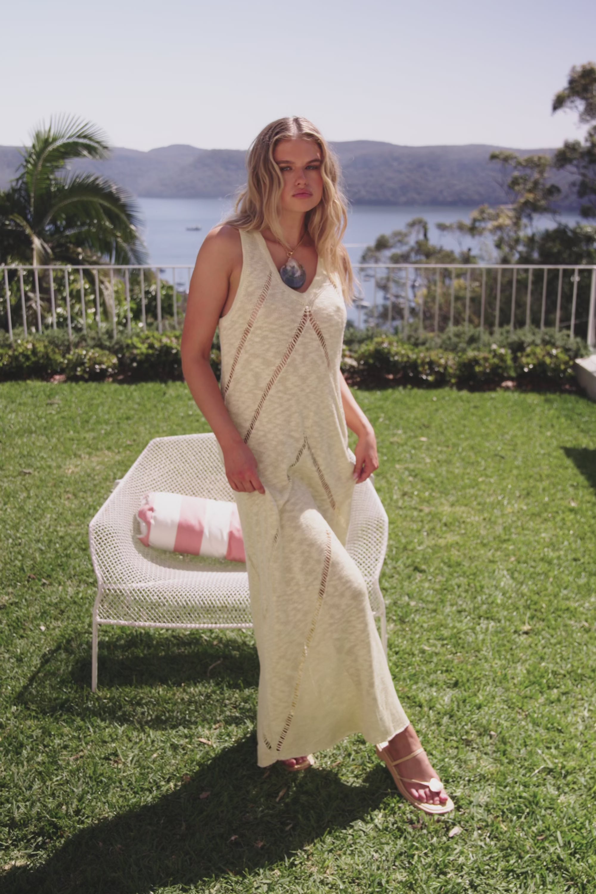 Cream V Neck Maxi Alita Dress