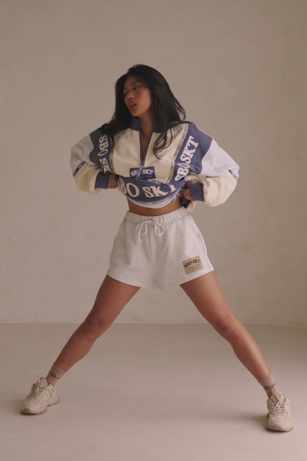 Grey High Waist Elastic Drawstring Vienna Shorts