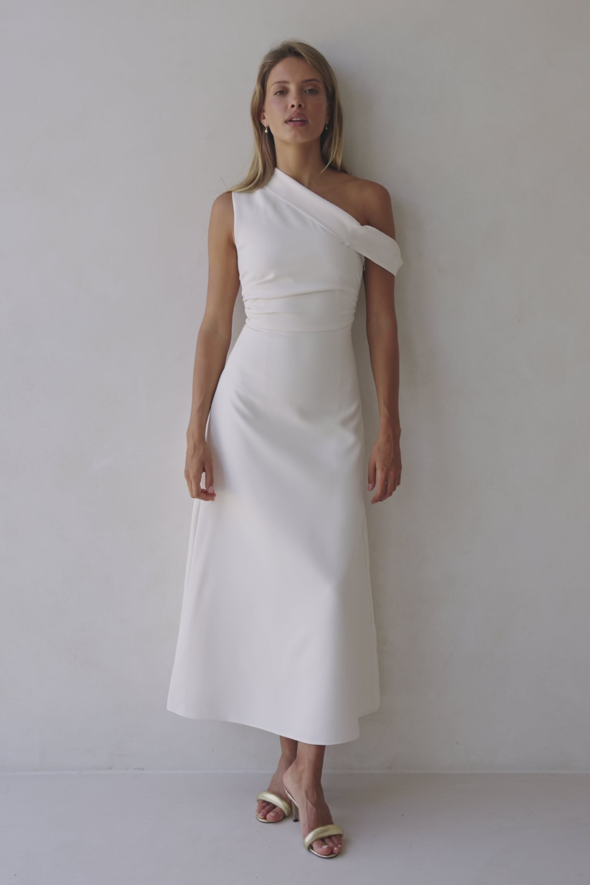 Bridal Cream One Shoulder Maxi Indy Dress