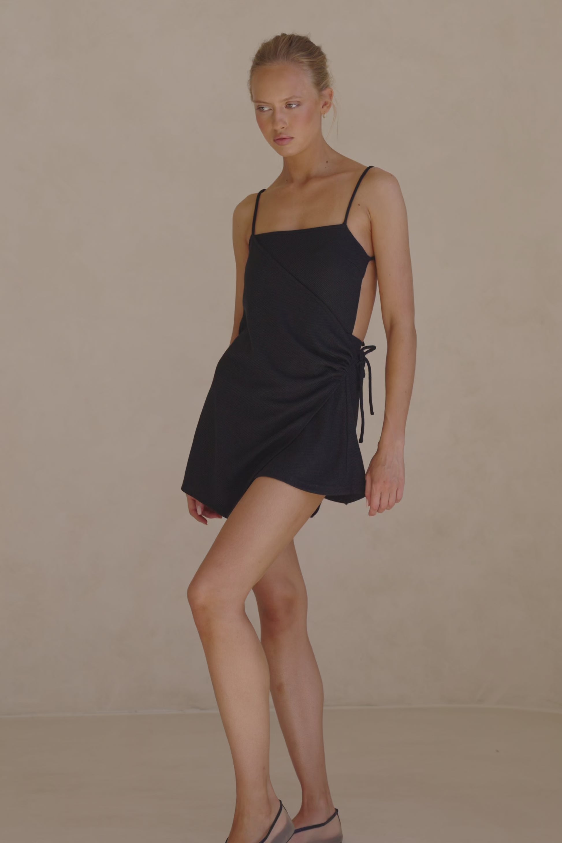 Black Strappy Backless Mini Sweeney Dress