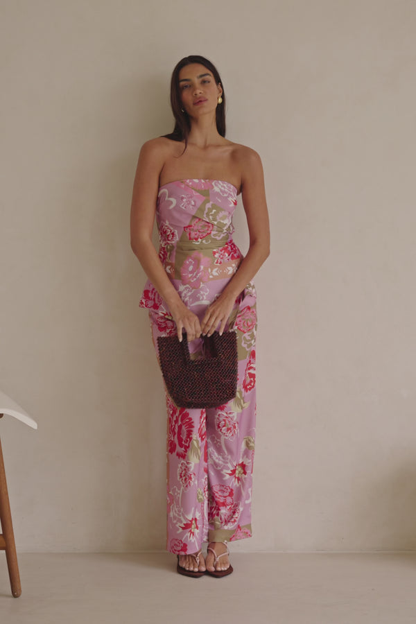 Pink Botanic Patch Floral Print Pocket Marleigh Pants